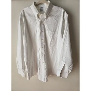 Brooks Brothers Slim Fit Non-Iron Supima Cotton White Dress Shirt 17.5 35 Mens